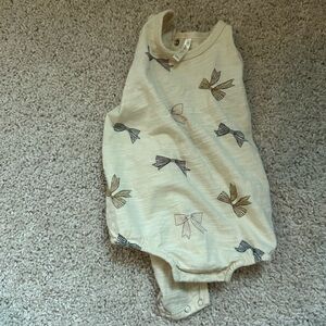 Rylee + Cru Cream Bow Print Onesie